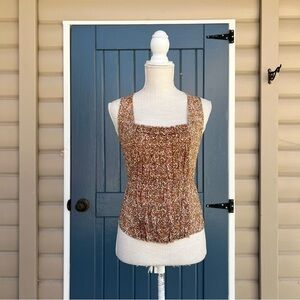 Vintage Studio M 100% Silk Floral Smocked Tank Women’s Size small